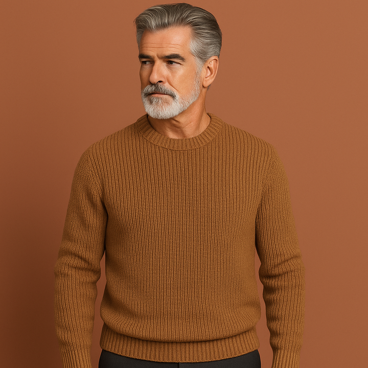 Stijlvolle warme herentrui met tijdloos ontwerp. Comfortabele casual pullover met rondehals voor heren.