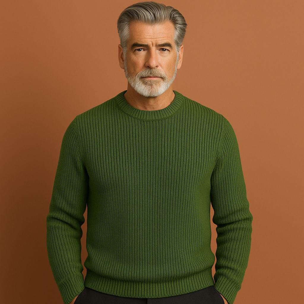 Gezellige herfst/winter herentrui. Warme comfortabele pullover met rondehals, perfect voor casual herenmode.