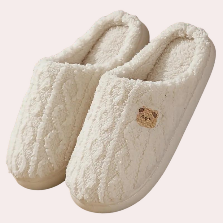 "Warme dames pantoffels voor winter, zachte grijze stof, stijlvolle FAUSTINE met comfortabele zachte zool"