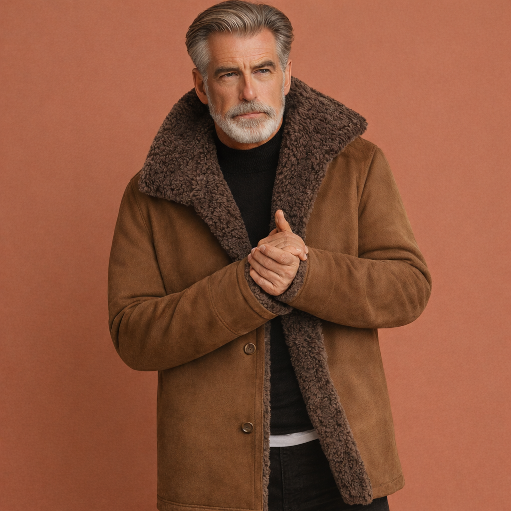 Warme heren winterjas met stijlvolle brede kraag, perfect voor koud weer en dagelijks comfort.