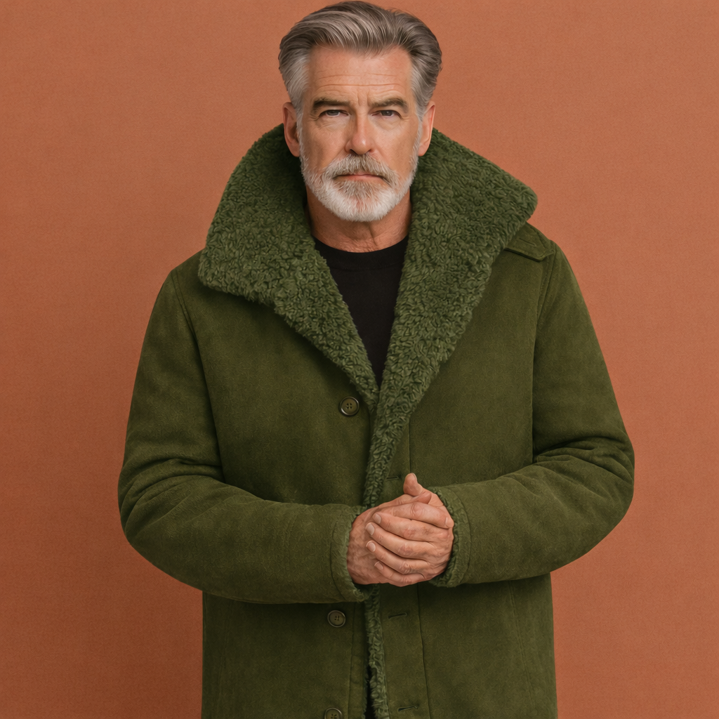 Moderne heren winterjas met een robuuste brede kraag, perfect voor een casual én warme look.