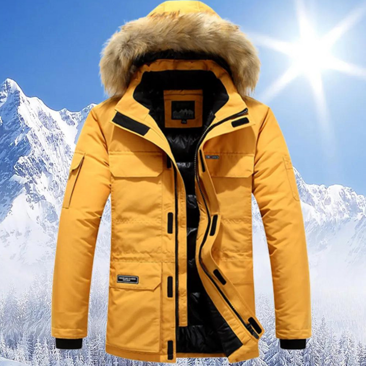 Warme, weerbestendige heren parka met luxe bontkraag. Perfecte winterjas voor mannen tegen de kou.