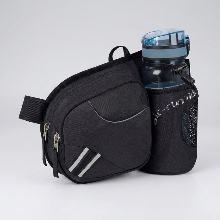 Unisex waterafstotende heuptas van nylon met geïntegreerde fleshouder, perfect voor reizen en hardlopen.