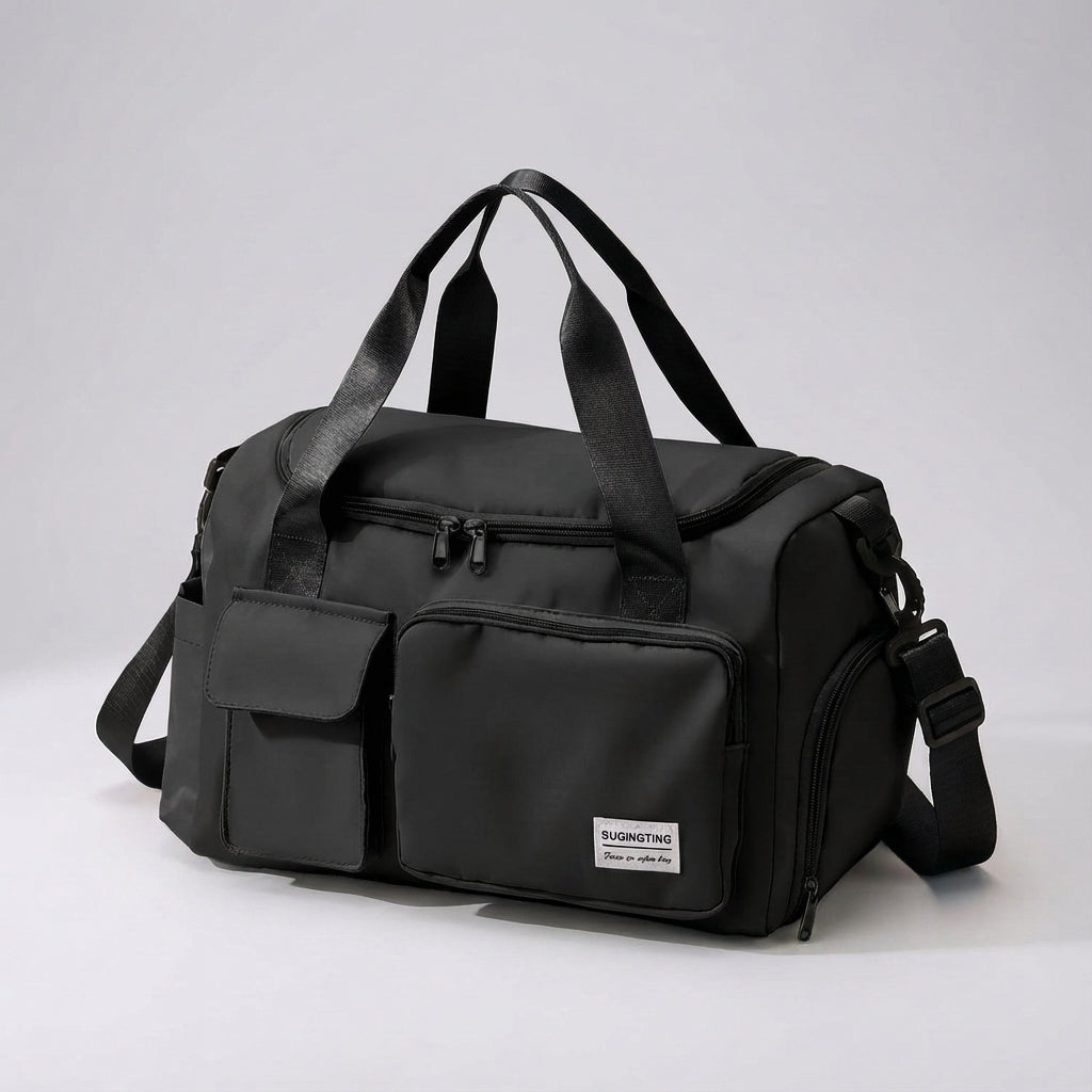 Compacte waterbestendige Travellea duffel, gemaakt van duurzaam nylon. Perfecte handbagage reistas met schoenenvak.