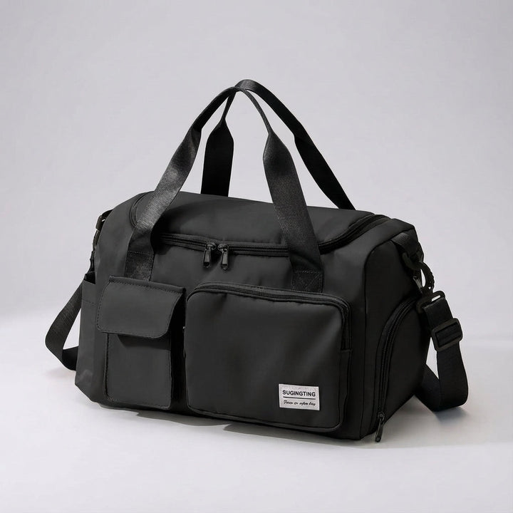 Compacte waterbestendige Travellea duffel, gemaakt van duurzaam nylon. Perfecte handbagage reistas met schoenenvak.