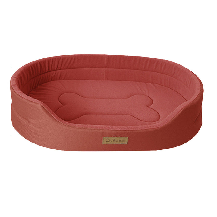 Waterdicht en comfortabel hondenbed met zachte vulling, verkrijgbaar in blauw, grijs, groen, en rood voor binnen- en buitengebruik.