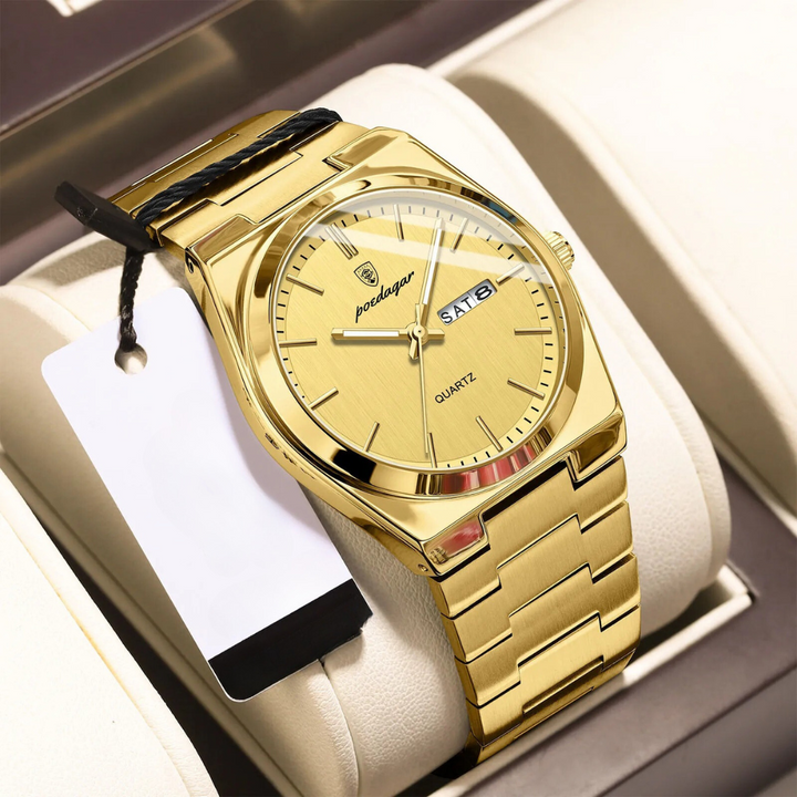 "Waterdicht roestvrijstalen herenhorloge, rond, zilverkleurig, elegant ontwerp met lichtgevende wijzers, 40mm wijzerplaat."