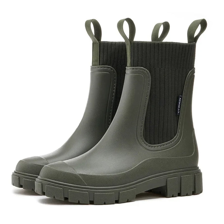 "Waterdichte Chelsea boots voor dames met antislipzool, elastische instap en moderne stijl in bruine tint."