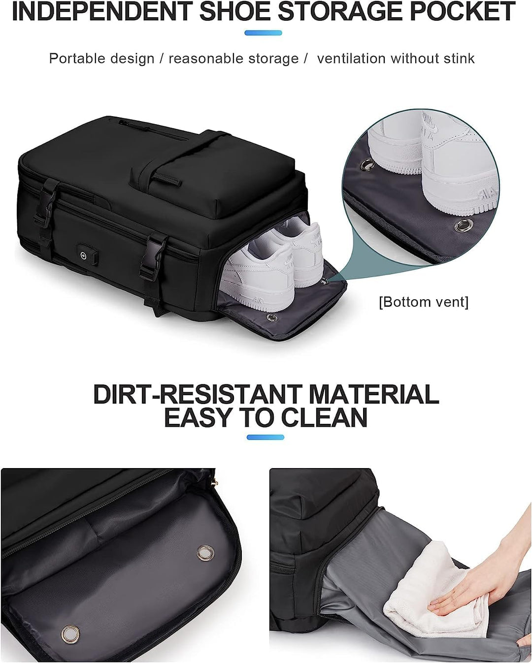 Dames of heren draagt comfortabele waterdichte reisrugzak, ideaal voor dagelijks gebruik & reizen.