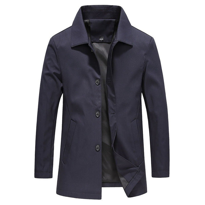 "Winddichte lange herenjas in effen kleuren, herfststijl, trendy en stijlvol voor de moderne man, perfecte pasvorm"