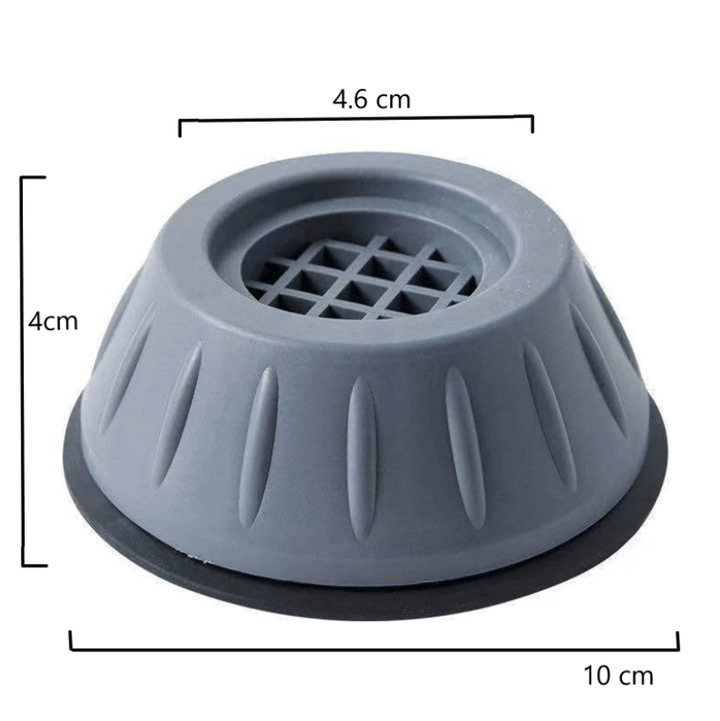 "Wit-grijze absorberende wasmachine pads, dempen geluid en trillingen, beschermen vloer, set van vier, eenvoudig te plaatsen.
