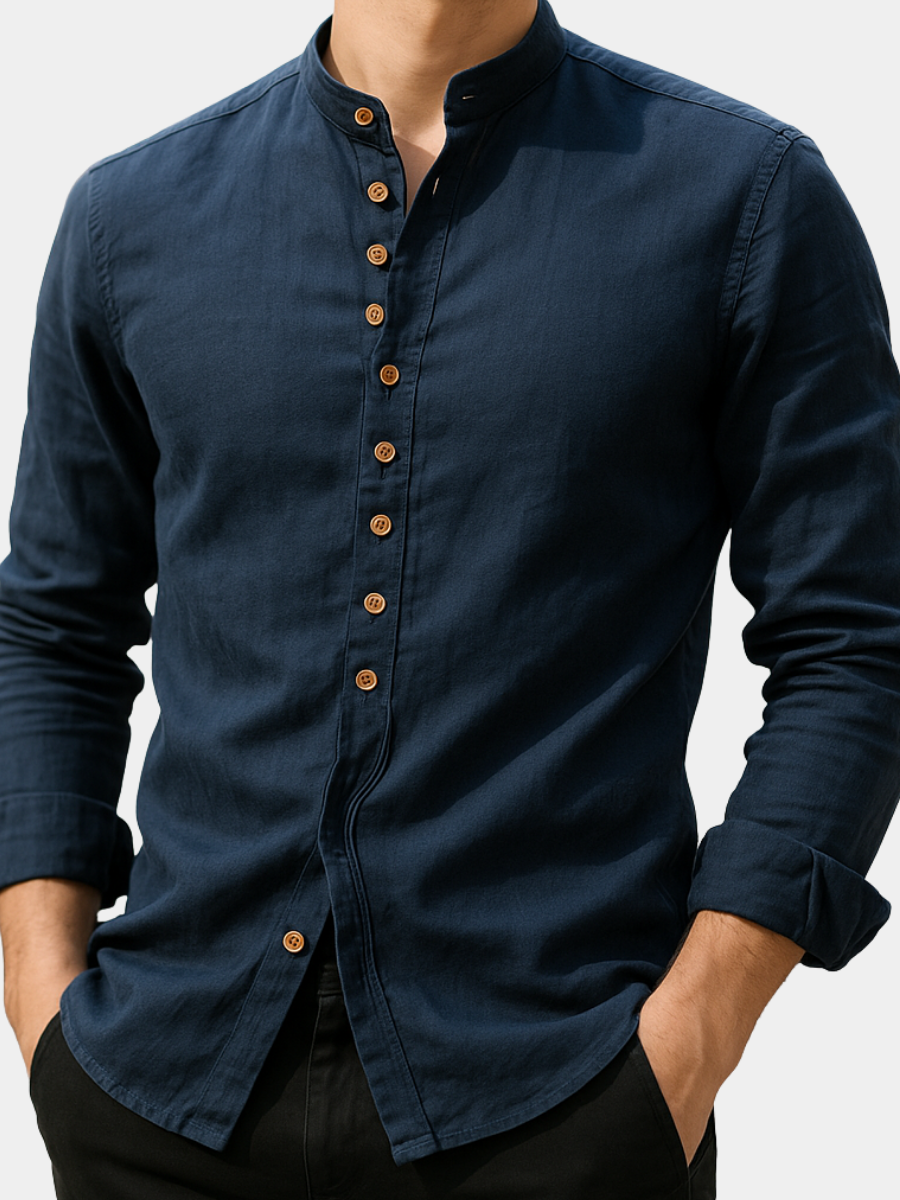 Wit Ryan heren overhemd met lange mouwen, casual en stijlvol, voor lente/zomer. Comfortabele losse pasvorm.