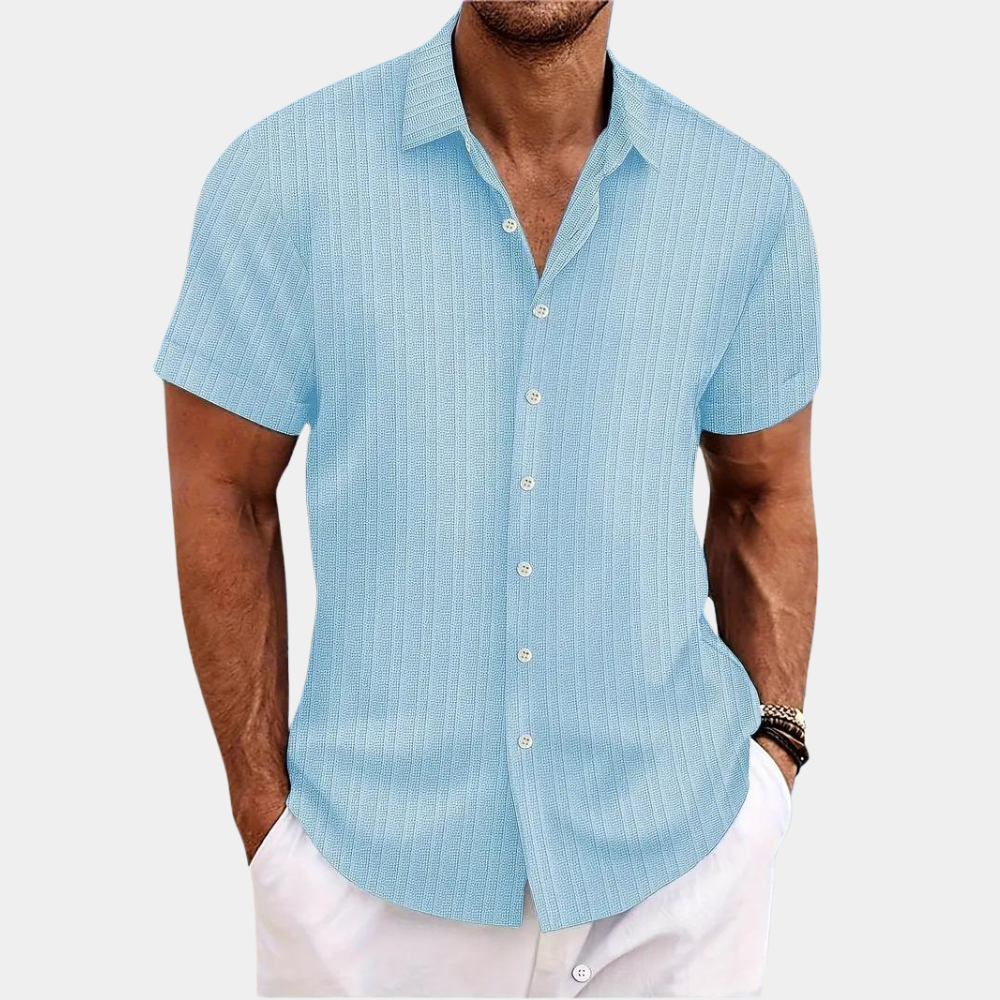 Wit Autry zomer overhemd voor heren met korte mouwen, comfortabel en stijlvol voor casual en formele gelegenheden.