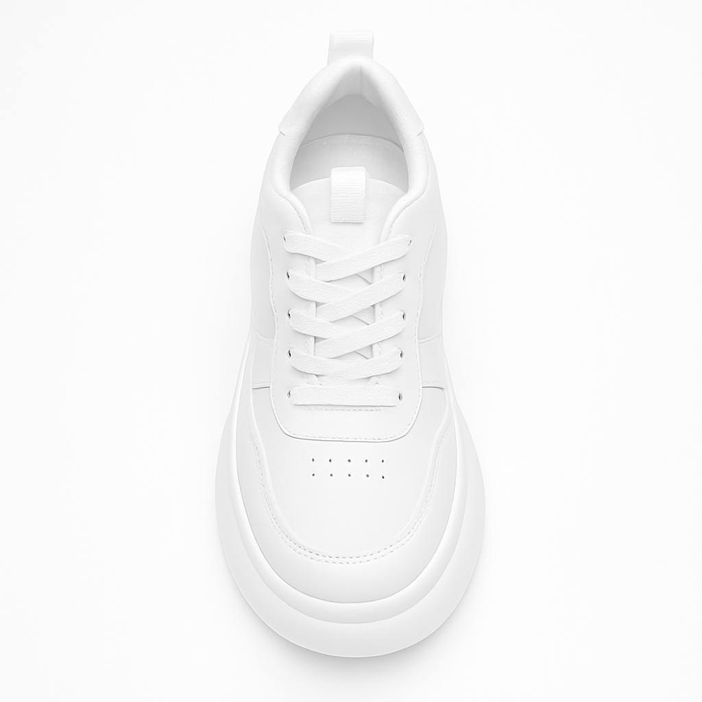 Modieuze witte plateau sneakers voor dames, trendy en comfortabel, perfect voor een stijlvolle en casual outfit.