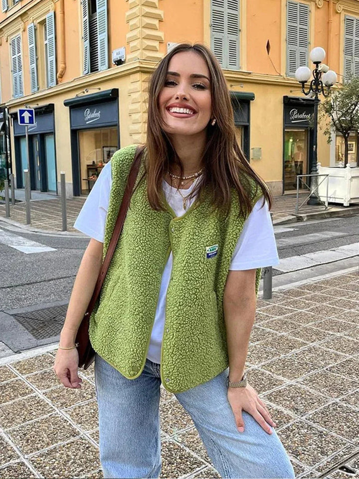 "Wollen bodywarmer met V-hals, zachte lams wolmix, stijlvolle en warme uitstraling, ideale tussenlaag voor veelzijdige outfit