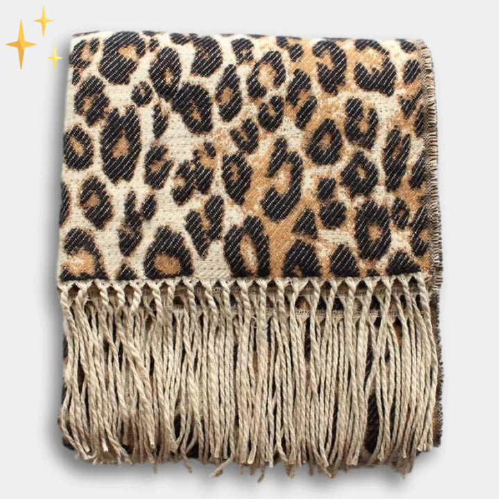 Dames wollen XL sjaal met luipaardprint, zeer warm en zacht, perfect voor koude winterdagen.
