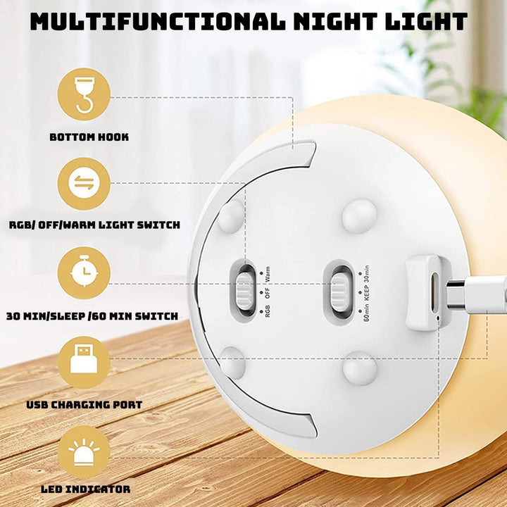 Kindvriendelijk siliconen nachtlichtje, draagbaar en oogvriendelijk voor slaapkamer.