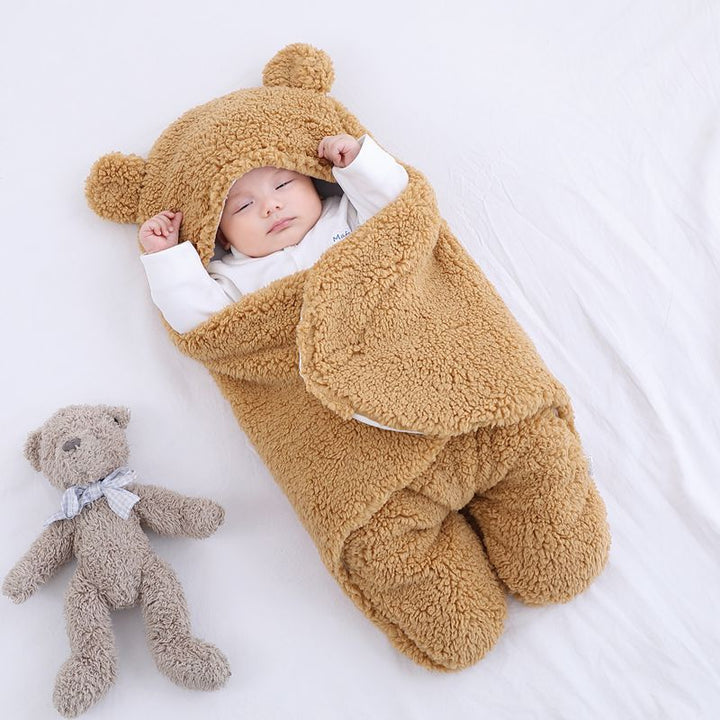 Zachte katoenen babywikkeldoek met schattig design, ademend en comfortabel, ideaal voor pasgeborenen en jonge baby's.