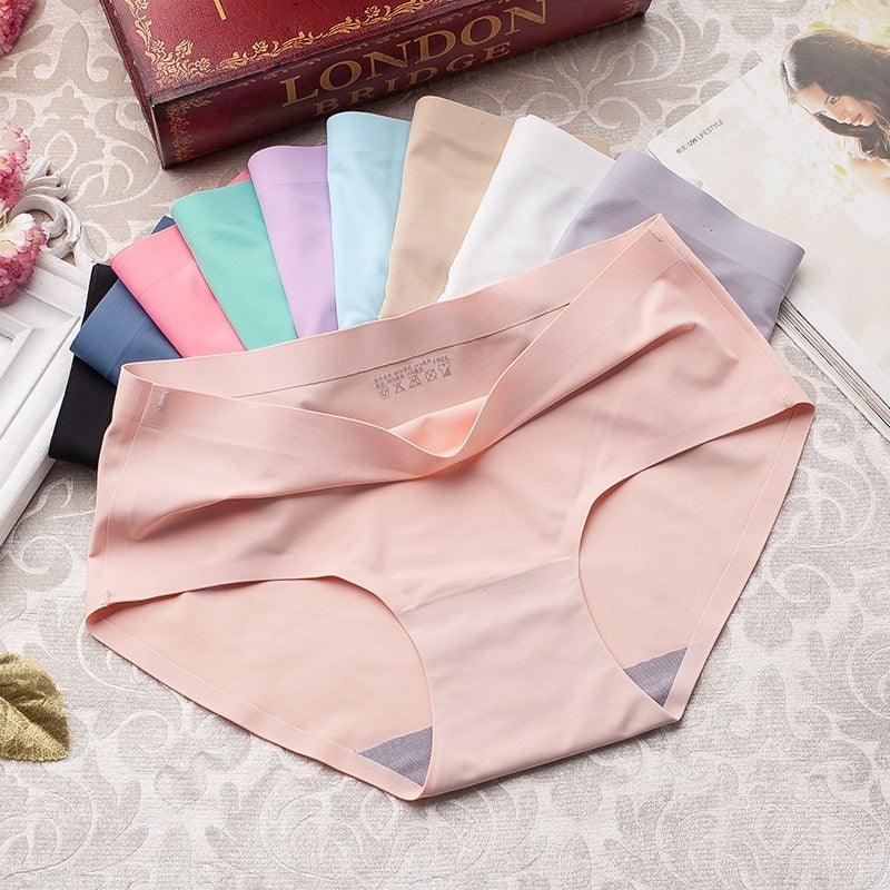 "Zijdezacht naadloos ondergoed in diverse kleuren, geen zichtbare lijnen, comfortabel en ademend voor dagelijks gebruik."