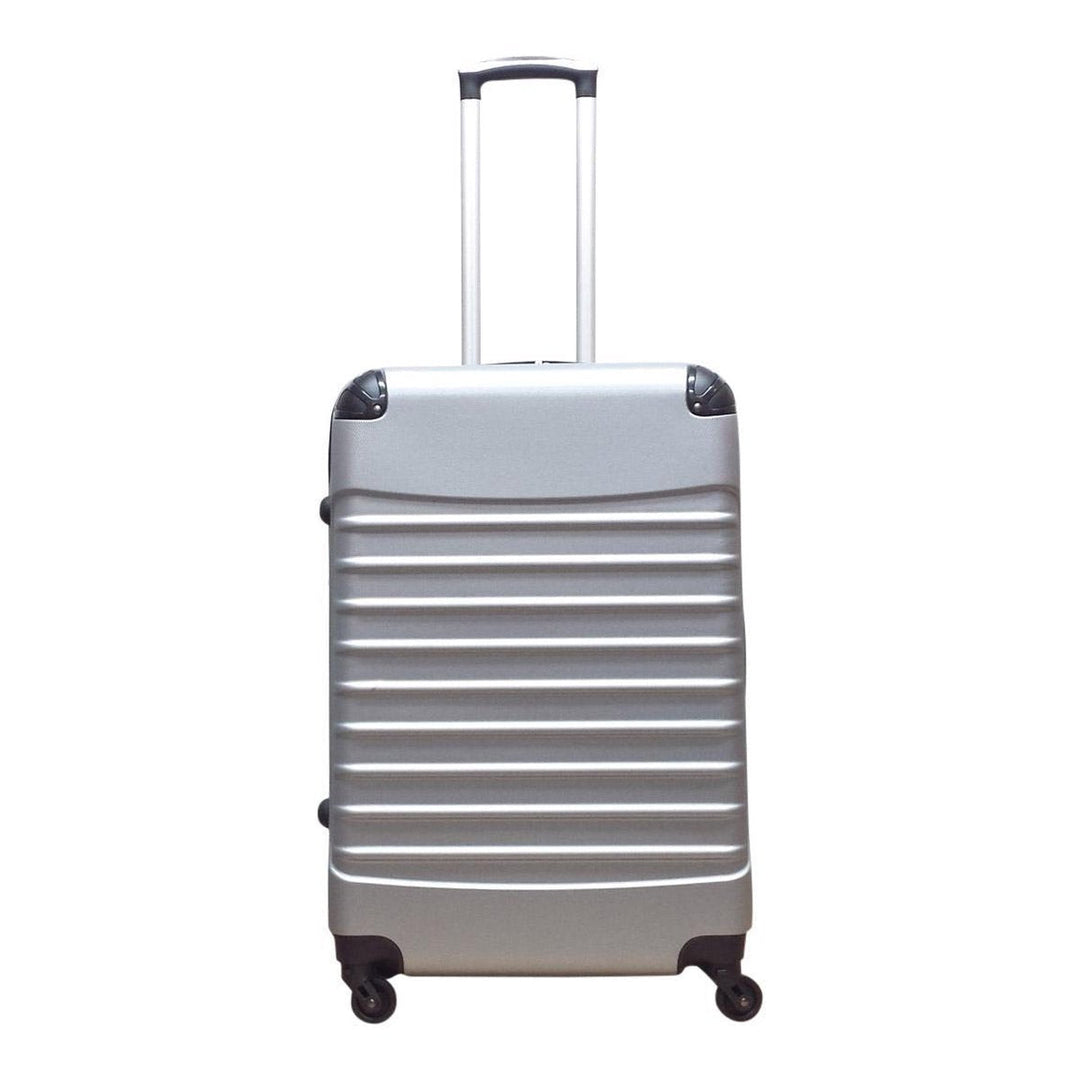 Ingebouwd cijferslot op zilveren hardshell reiskoffer. Veilige bagage en bescherming voor je spullen tijdens reizen.