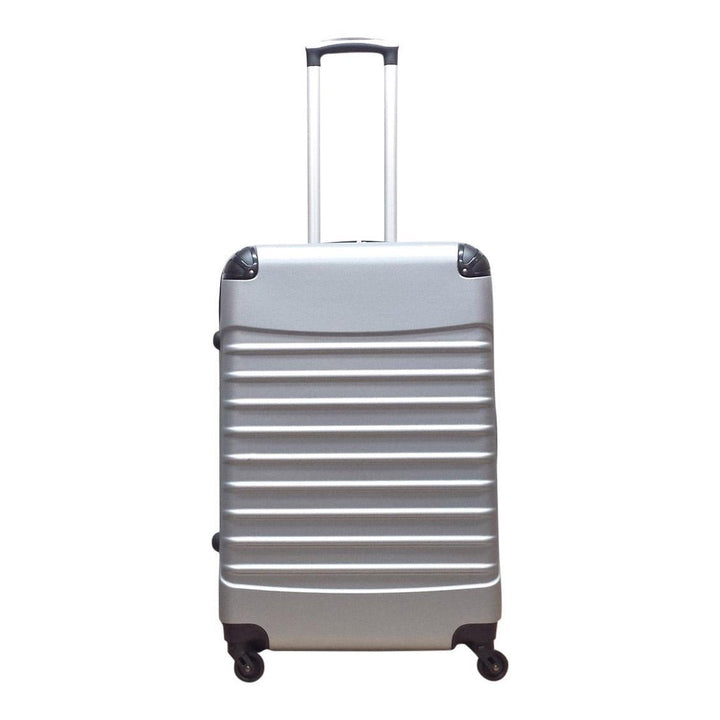 Ingebouwd cijferslot op zilveren hardshell reiskoffer. Veilige bagage en bescherming voor je spullen tijdens reizen.