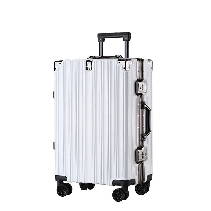 Compacte cabineformaat aluminiumframe hardshell reiskoffer, ideaal als handbagage trolley.