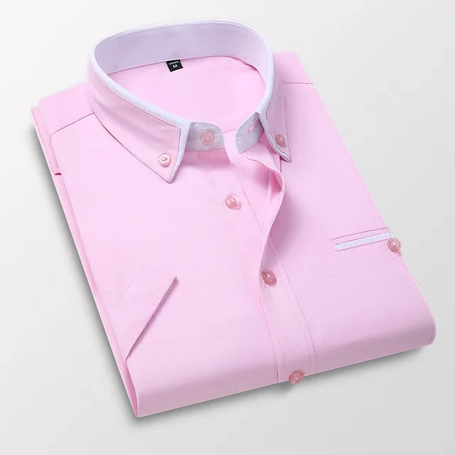 Trendy herenoverhemd korte mouw, modieuze kleding voor zomerse gelegenheden.