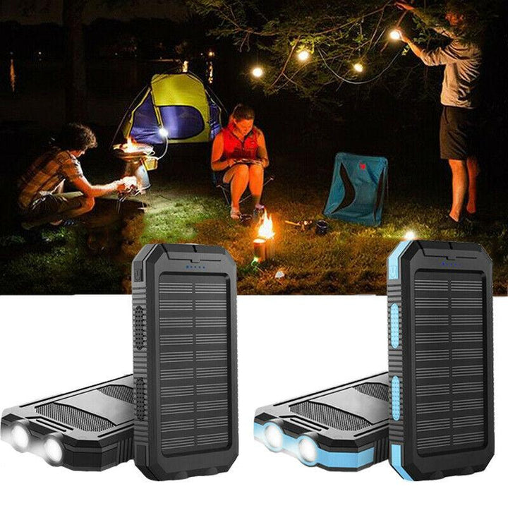 Close-up van de duurzame, waterdichte behuizing van de 20000 mAh zonne-oplader.
