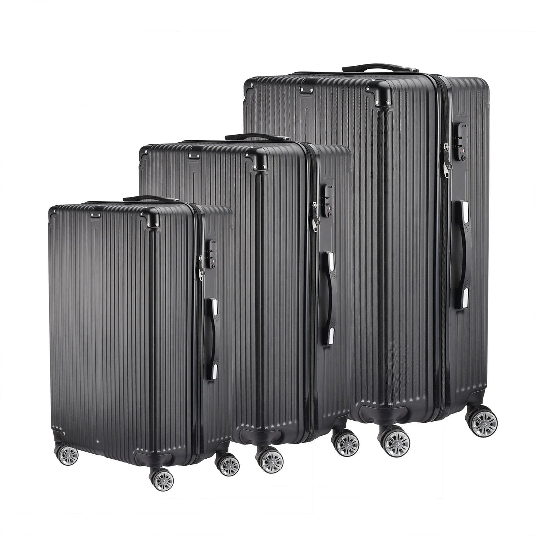 Zwart 3-delig hardshell kofferset Zurich Explorer met TSA slot en spinnerwielen, ideaal voor al uw reizen.