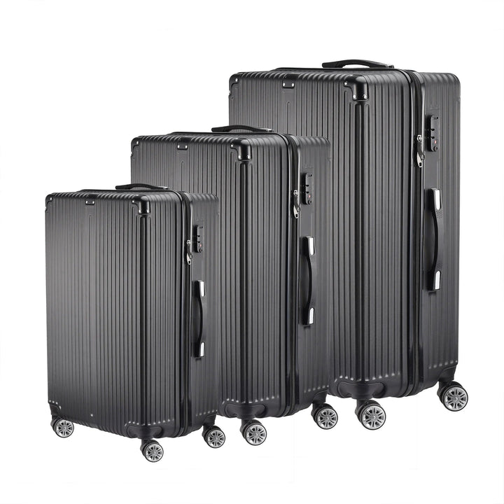 Zwart 3-delig hardshell kofferset Zurich Explorer met TSA slot en spinnerwielen, ideaal voor al uw reizen.