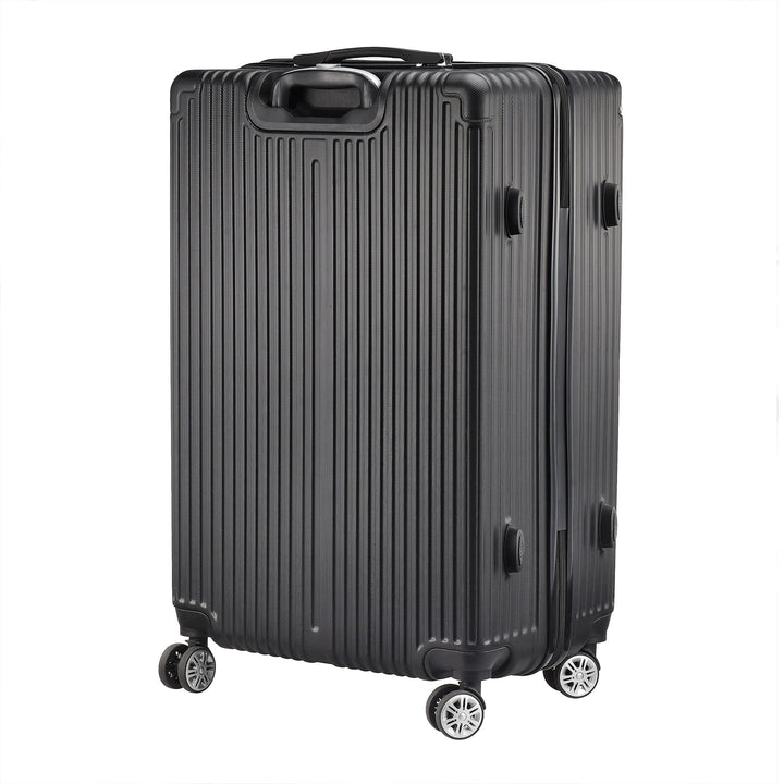 Compleet 3-delig zwart Zurich Explorer reiskofferset; hardshell bagage met spinnerwielen en TSA slot voor vakanties.