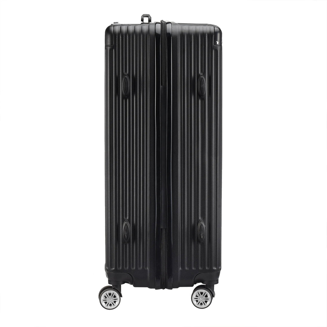 Modern zwart 3-delig hardshell kofferset Zurich Explorer met soepele spinnerwielen en ingebouwd TSA-slot voor avontuurlijke reizen.