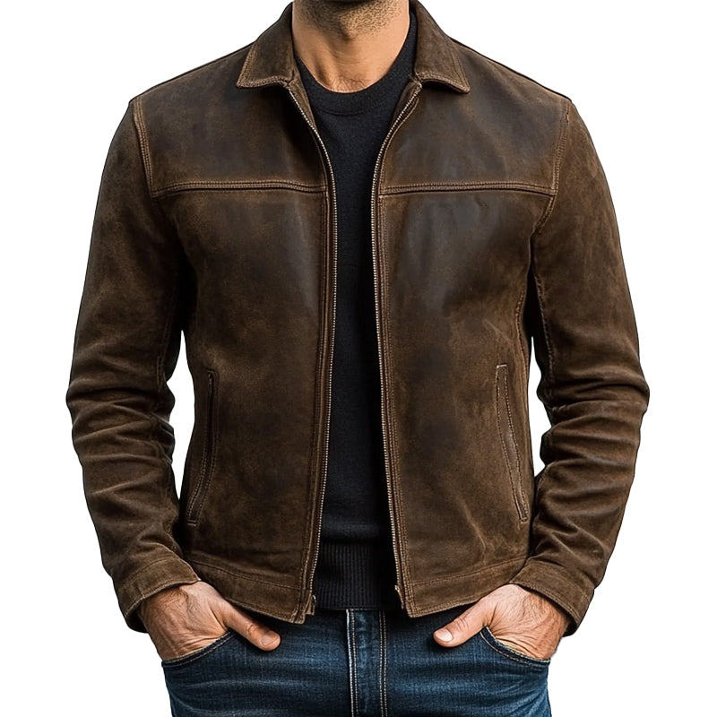 Zwart heren ritsjack met opstaande kraag, ideaal voor herfst- en wintermode. Stijlvol en comfortabel.