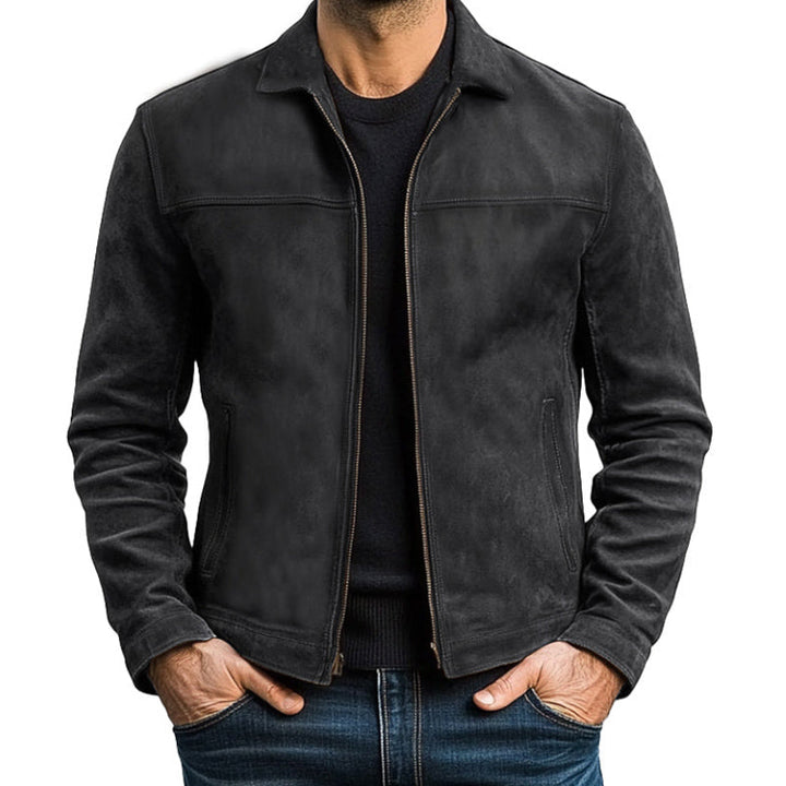 Stijlvol heren ritsjack met opstaande kraag. Essentieel voor de moderne man in herfst en winter.