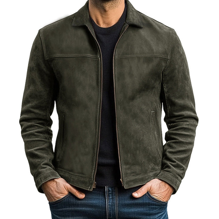 Comfortabel heren jack met rits, opstaande kraag. Een tijdloze toevoeging aan je herfstgarderobe.