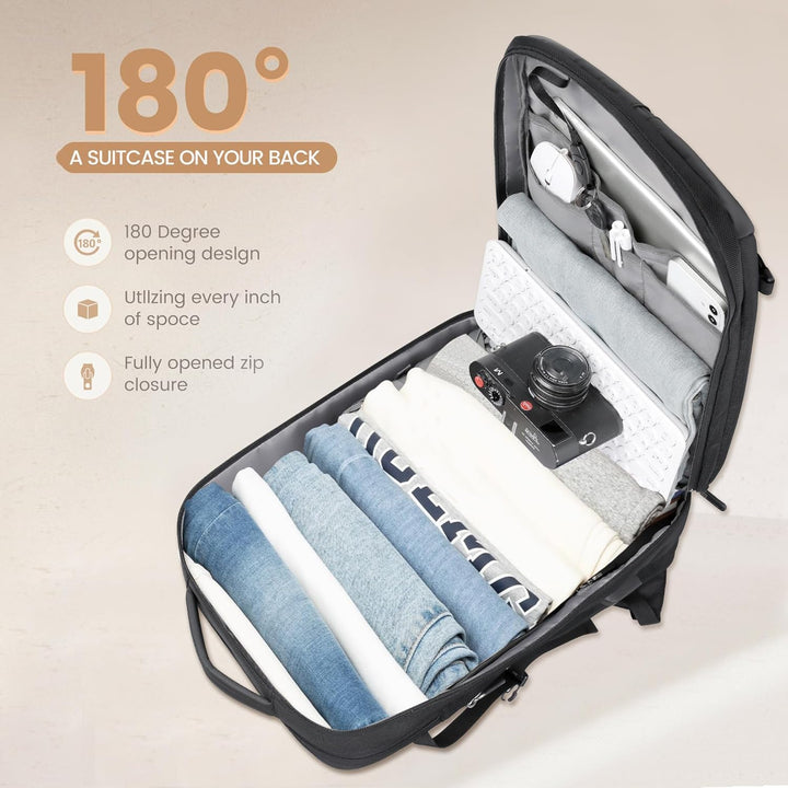 AirVoyage 40L reisrugzak: waterdicht, unisex, met USB en speciaal laptopvak voor 17 inch laptops.