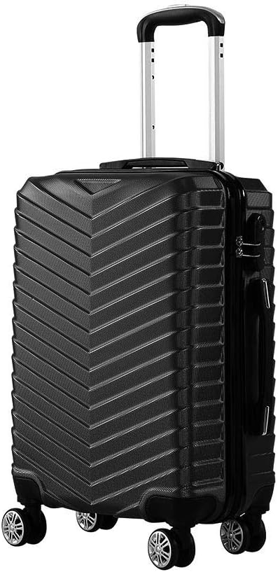 Zwarte compacte handbagage koffer met soepele 360° spinner wielen. Ideaal voor korte reizen en weekendtas.