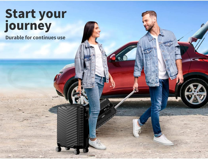 Compacte zwarte reiskoffer met duurzame 360° spinner wielen. Optimaal als handbagage voor frequent reizen.