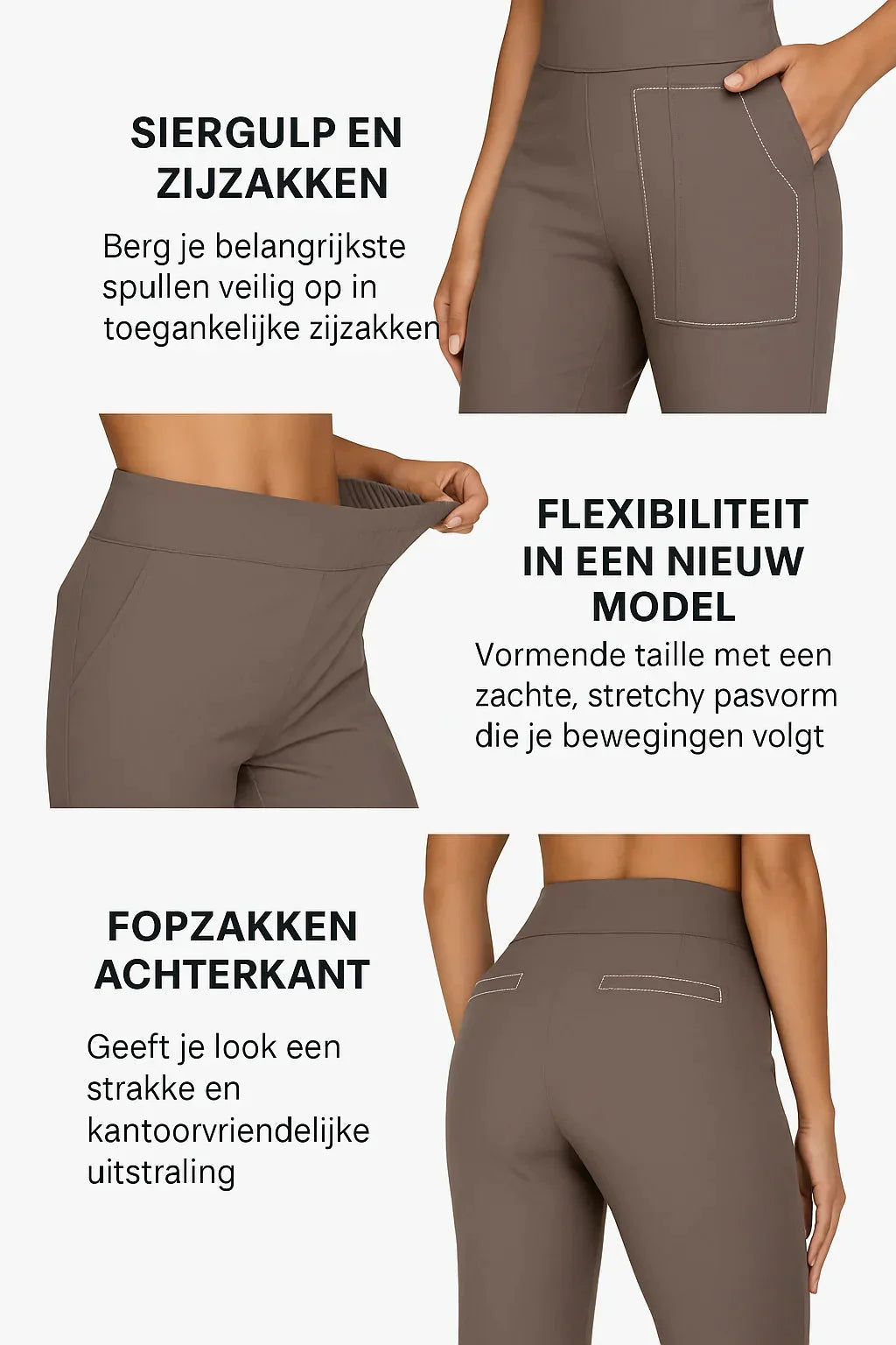 Kreukvrije damesbroek met elastische hoge taille en wijde pijpen, ultiem comfort & trendy stijl.