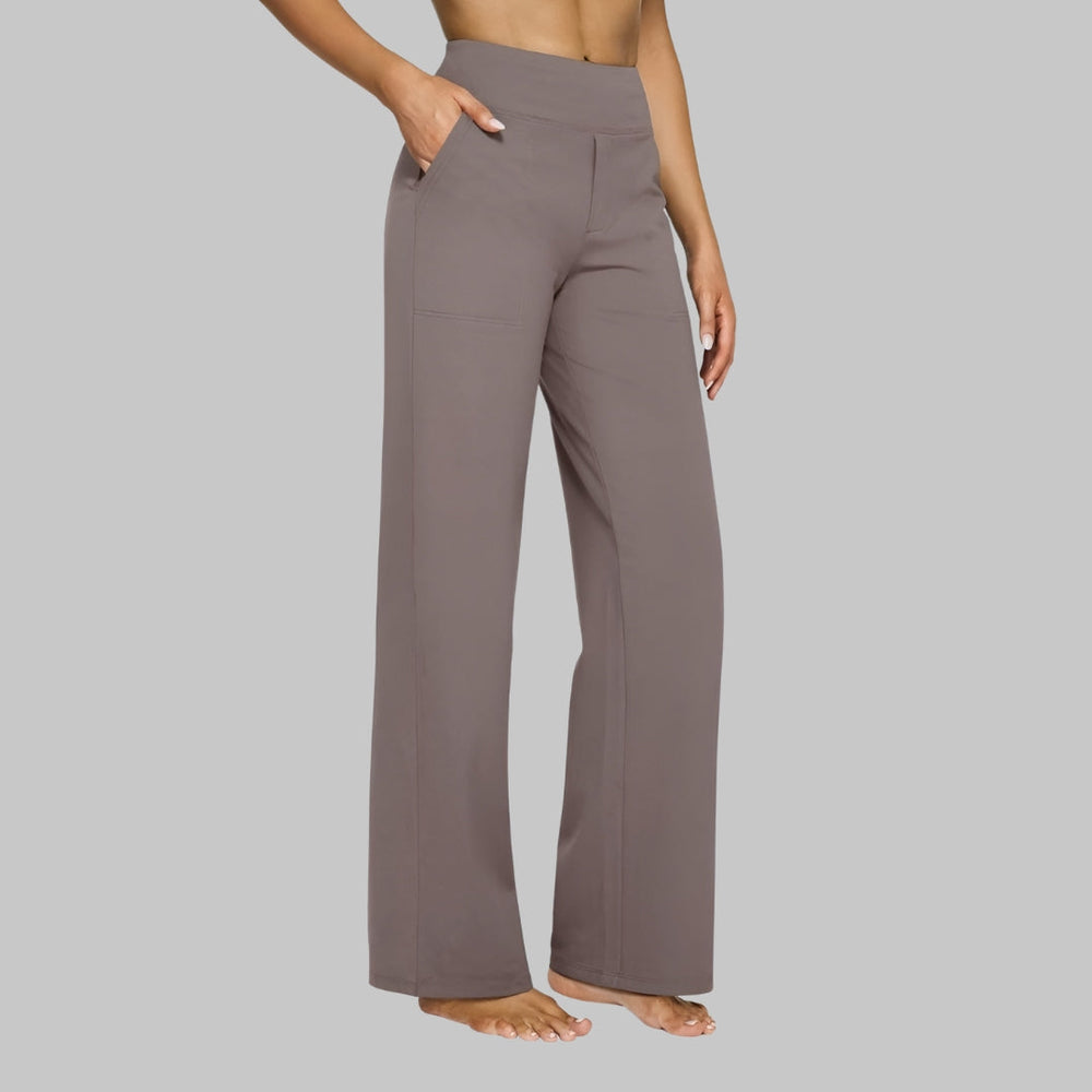 Comfortabele damesbroek met wijde pijpen, elastische hoge tailleband, kreukvrij voor casual mode.