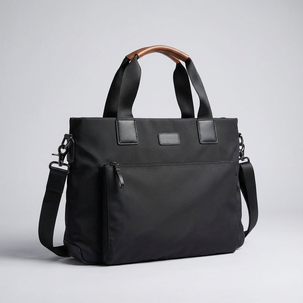 Stijlvolle unisex zakelijke werktas, zwarte laptoptas als schoudertas, perfect voor kantoor en reizen.