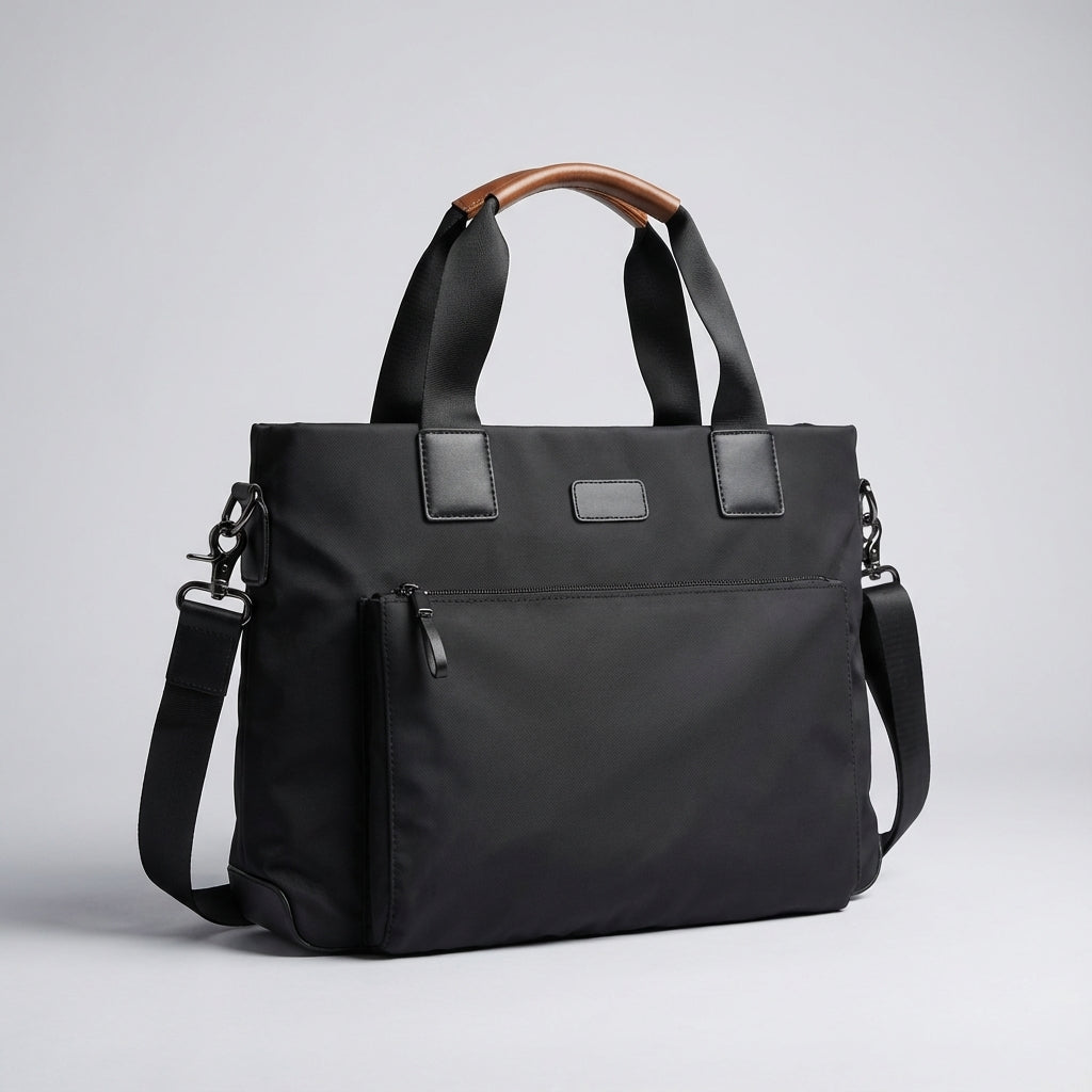 Stijlvolle unisex zakelijke werktas, zwarte laptoptas als schoudertas, perfect voor kantoor en reizen.