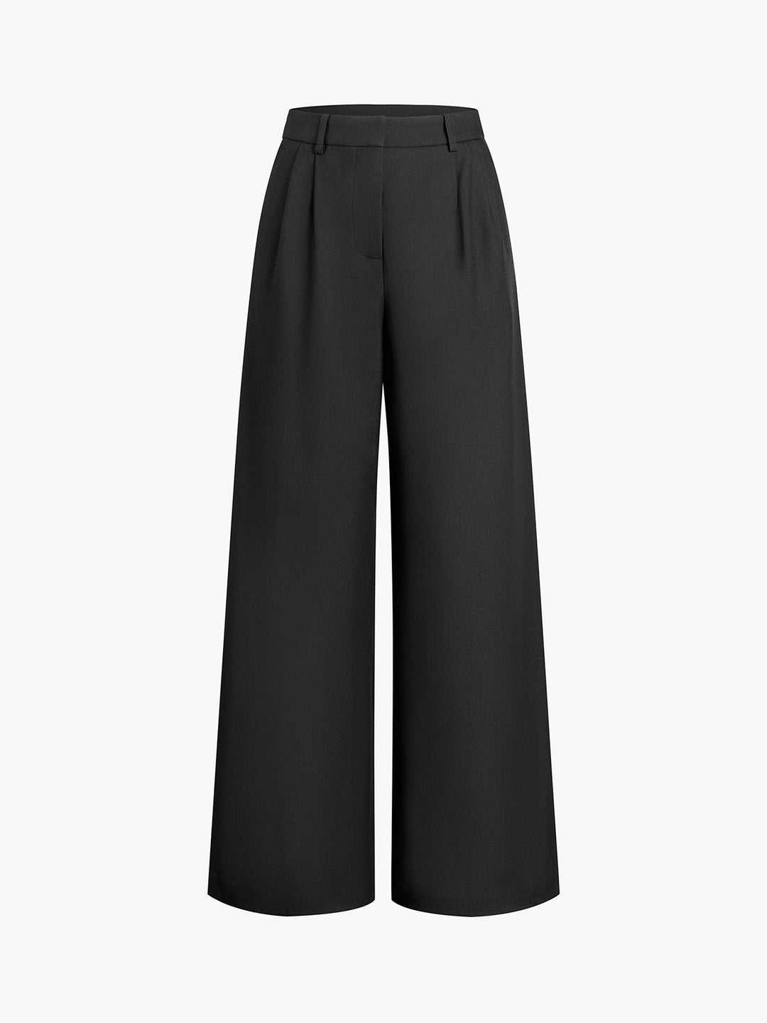 Chique zwarte wide leg broek met hoge taille voor dames, combineert elegantie met comfort.