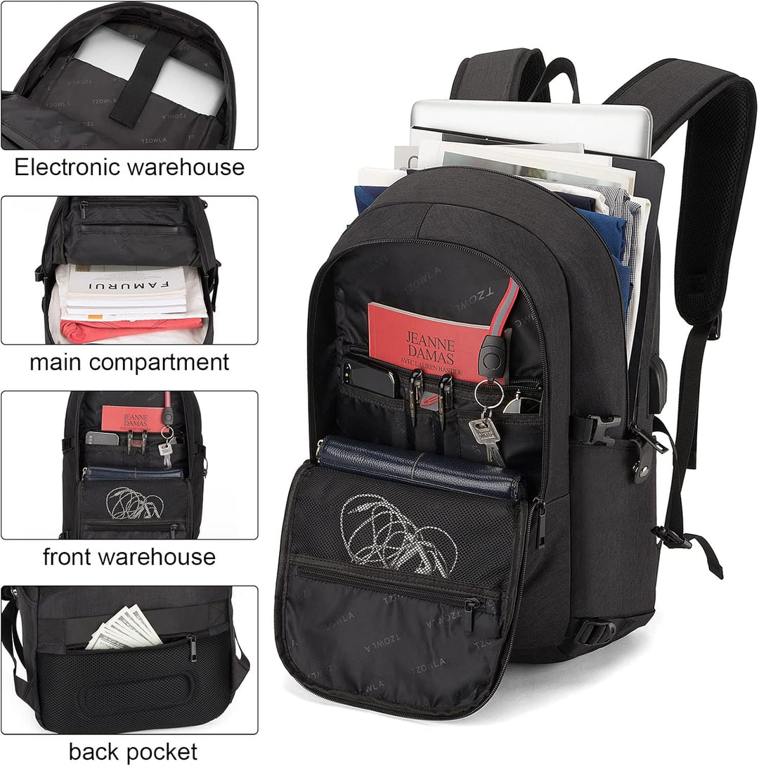 Grijze unisex dagrugzak (30-50L) met handige anti-diefstal functies en comfortabele banden.