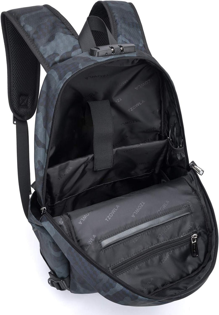 Unisex laptop & reisrugzak, grijs, met USB en geavanceerde anti-diefstal bescherming, extra ruim.