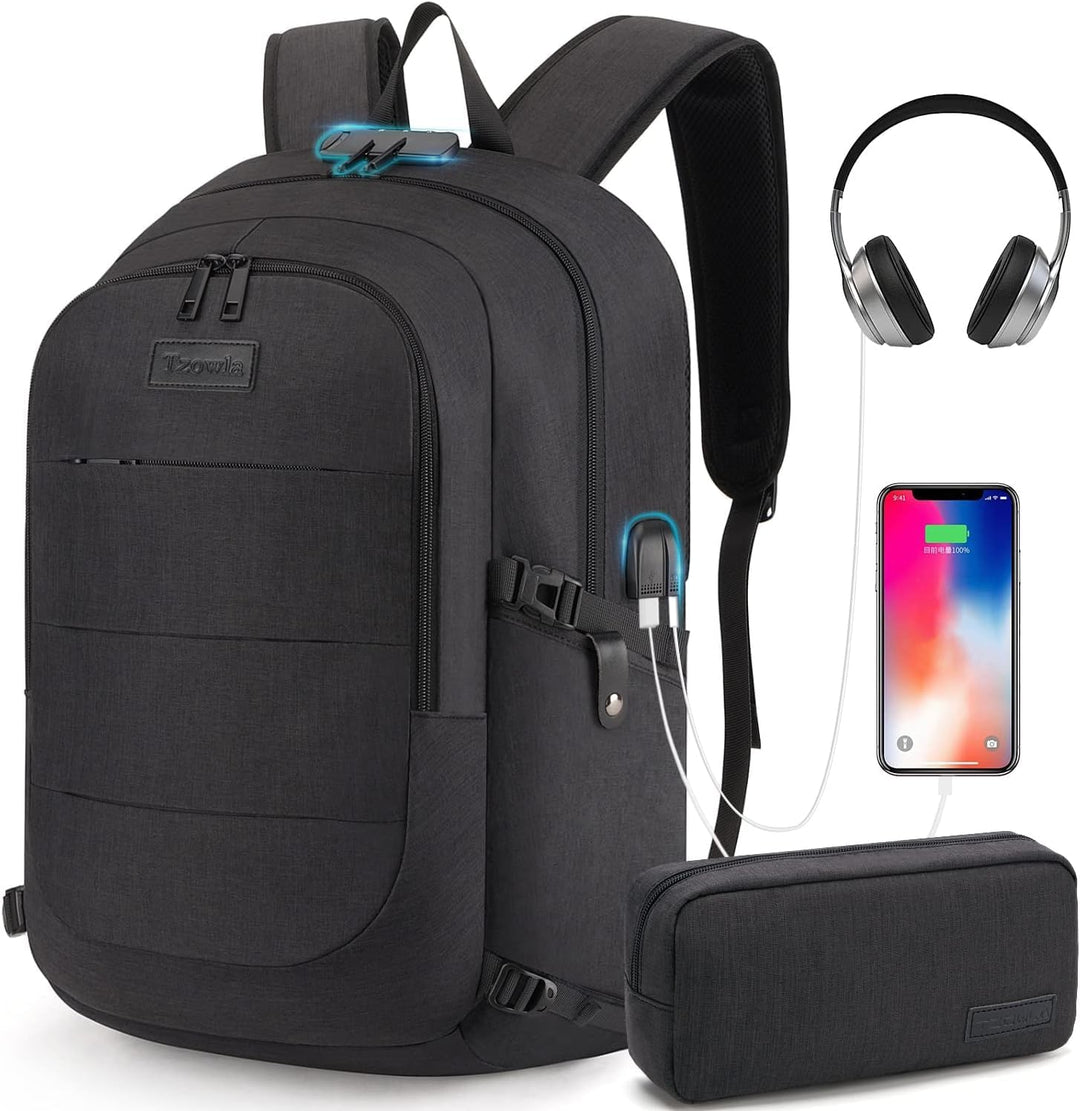 Ruime unisex laptoprugzak (30-50L), grijs, ideaal voor studenten en zakelijk gebruik.