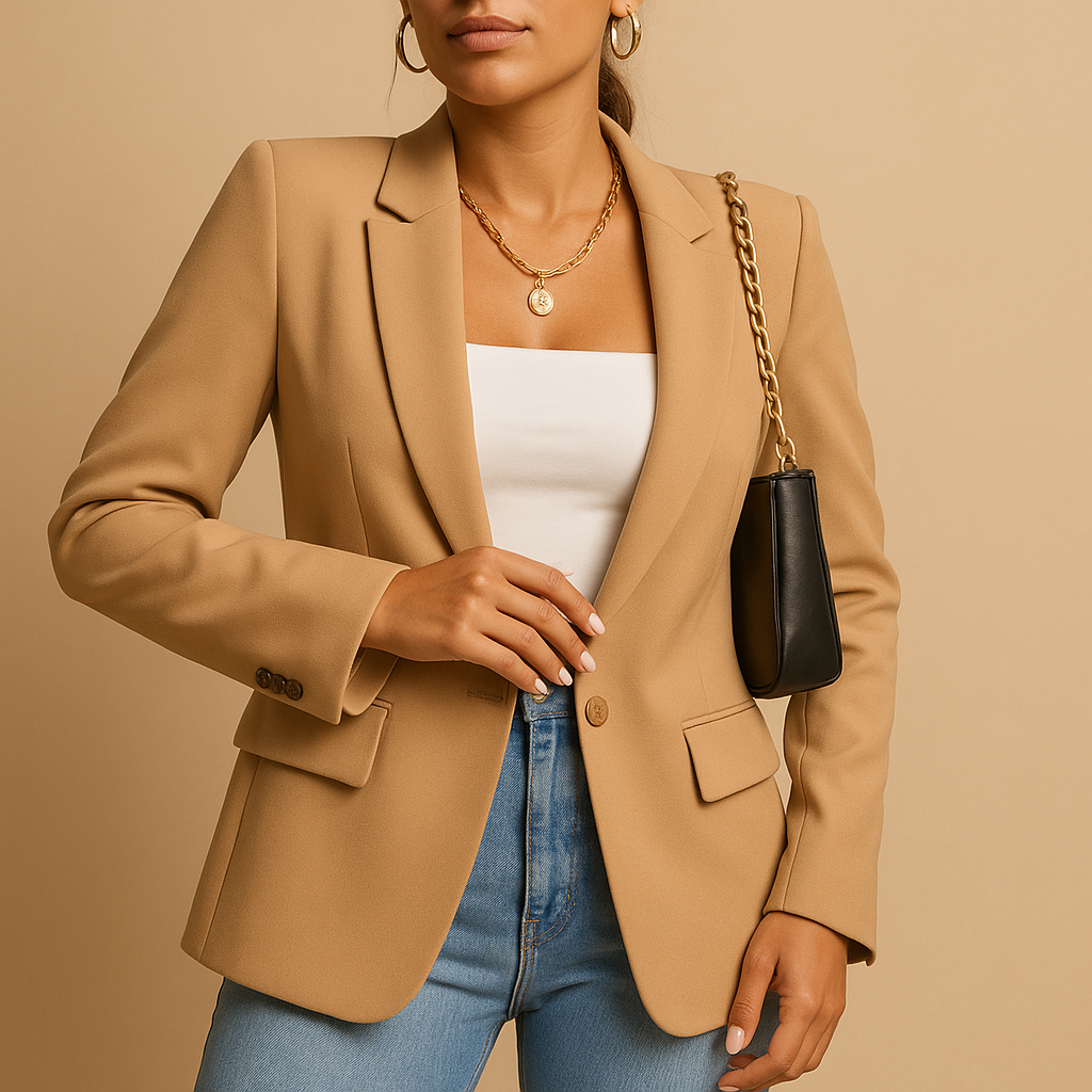 Rode getailleerde dames blazer. Perfect voor zakelijke kleding of een elegante, stijlvolle outfit.