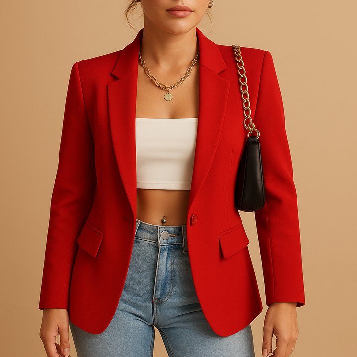 Roze getailleerde dames blazer. Chique jasje met tijdloos design, ideaal voor een vrouwelijke look.