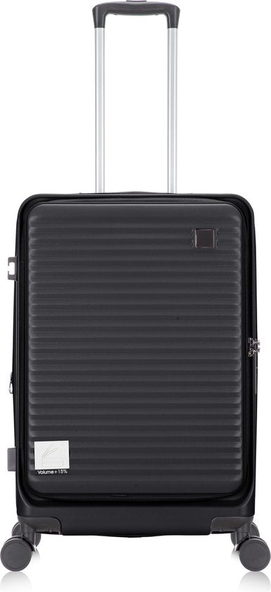 Ergonomische hardshell koffer met laptopvak, gemakkelijk mee te nemen als handbagage.