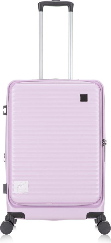 Moderne hardshell koffer met handig laptopvak voor zowel zakelijk als privé reizen.